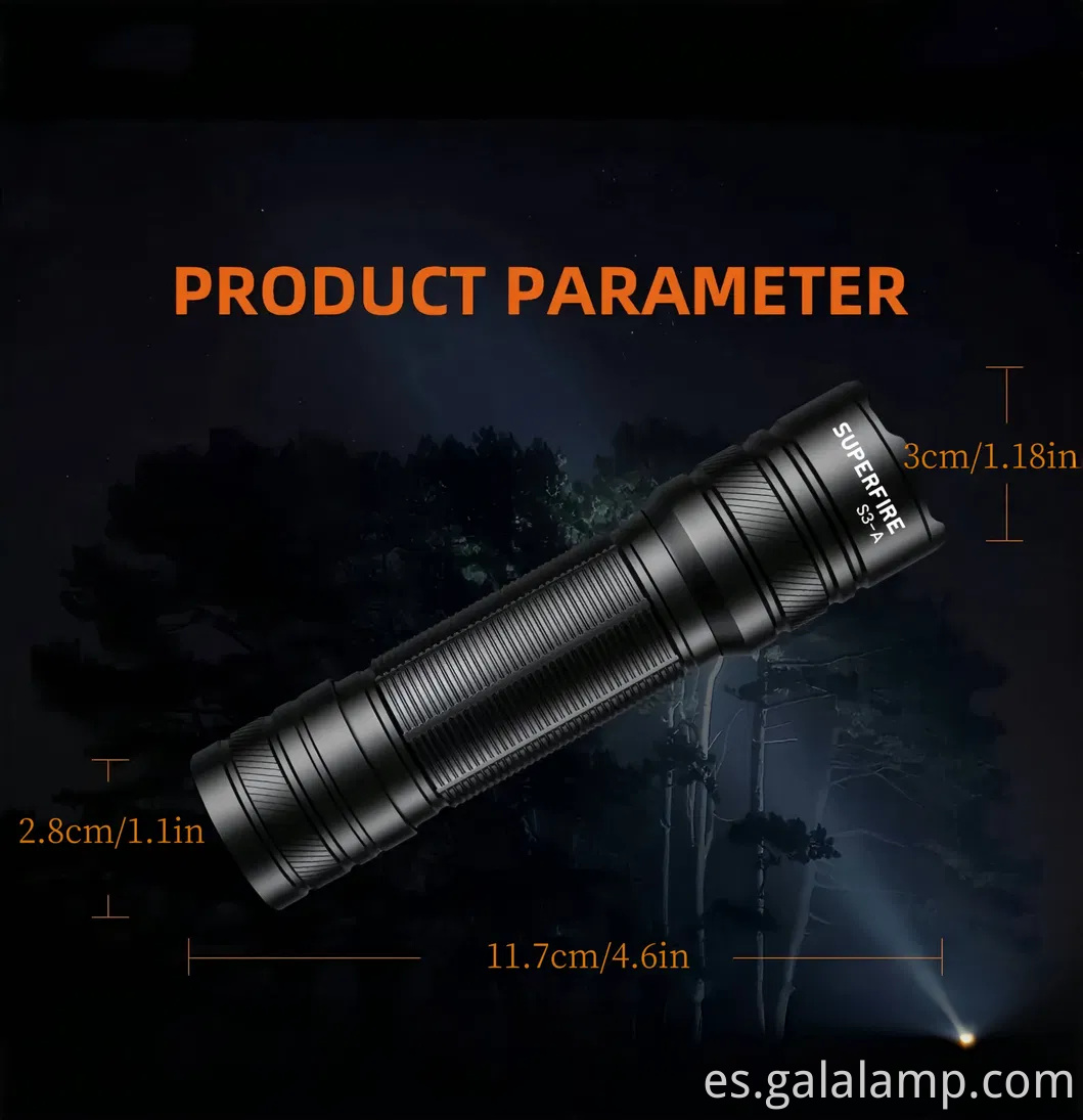 Mini linterna, aleación de aluminio S3-A, linterna de iluminación al aire libre de zoom variable